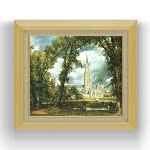 【油絵 直筆仕上げ】コンスタブル ソールズベリ大聖堂 F10 【額入り】 絵画 販売 10号 油彩 風景画 675×601mm 複製画 送料無料 プレゼント ギフト 開店祝い 開業祝い 退職祝い 新築祝い リビング 玄関 モダン アートフレーム 壁掛け