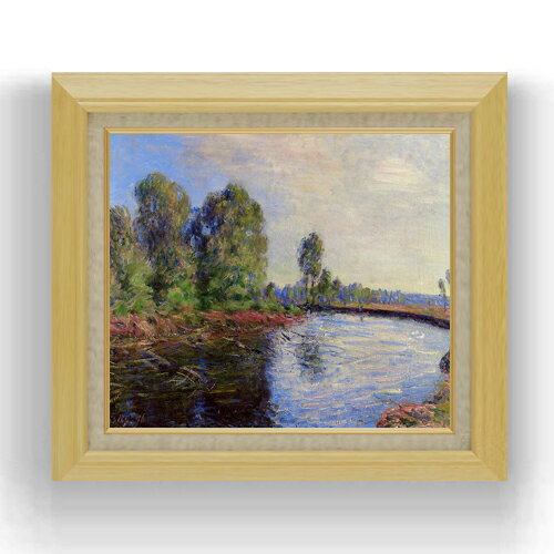 【油絵 直筆仕上げ】シスレー ロワン、川の畔 F10 【額入り】 絵画 販売 10号 油彩 風景画 675×601mm ..