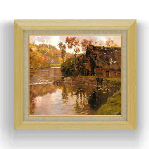 Nature, Landscape - 【油絵 直筆仕上げ】フリット・タヴロー 小川のコテージ F10 【額入り】 絵画 販売 10号 油彩 風景画 675×601mm 複製画 送料無料 プレゼント ギフト 開店祝い 開業祝い 退職祝い 新築祝い リビング 玄関 モダン アートフレーム 壁掛け