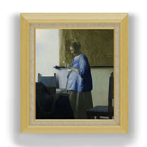 【油絵 直筆仕上げ】フェルメール 青衣の女 F10 【額入り】 絵画 販売 10号 油彩 人物画 675×601mm 複..