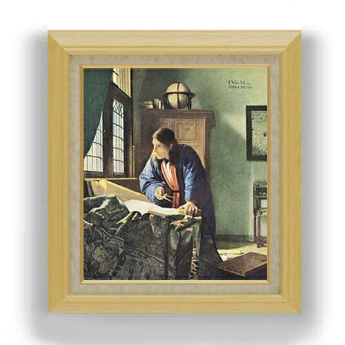 【油絵 直筆仕上げ】フェルメール 地理学者 F10 【額入り】 絵画 販売 10号 油彩 人物画 675×601mm 複..
