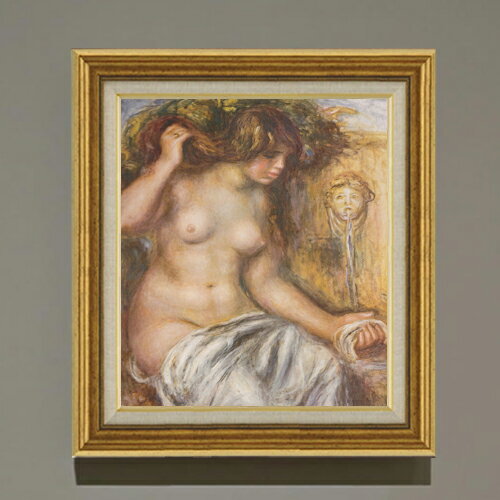 Rakuten - 【油絵 直筆仕上げ】ルノワール 泉に寄る女 F10 【アップグレード額】 絵画 販売 10号 油彩 人物画 681×607mm 複製画 送料無料 プレゼント ギフト 開店祝い 開業祝い 退職祝い 新築祝い リビング 玄関 モダン アートフレーム 壁掛け