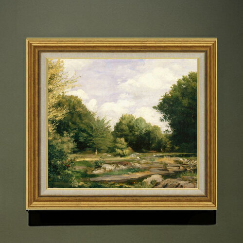 Rakuten - 【油絵 直筆仕上げ】ルノワール A Clearing in the Woods F10 【アップグレード額】 絵画 販売 10号 油彩 風景画 681×607mm 複製画 送料無料 プレゼント ギフト 開店祝い 開業祝い 退職祝い 新築祝い リビング 玄関 モダン アートフレーム 壁掛け