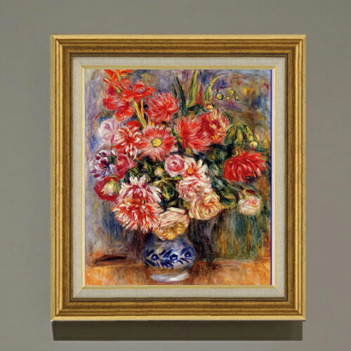 樂天商城 - 【油絵 直筆仕上げ】ルノワール ブーケ F10 【アップグレード額】 絵画 販売 10号 油彩 静物画 681×607mm 複製画 送料無料 プレゼント ギフト 開店祝い 開業祝い 退職祝い 新築祝い リビング 玄関 モダン アートフレーム 壁掛け