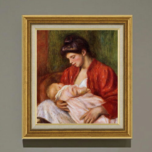 乐天商城 - 【油絵 直筆仕上げ】ルノワール 若い母親 F10 【アップグレード額】 絵画 販売 10号 油彩 人物画 681×607mm 複製画 送料無料 プレゼント ギフト 開店祝い 開業祝い 退職祝い 新築祝い リビング 玄関 モダン アートフレーム 壁掛け