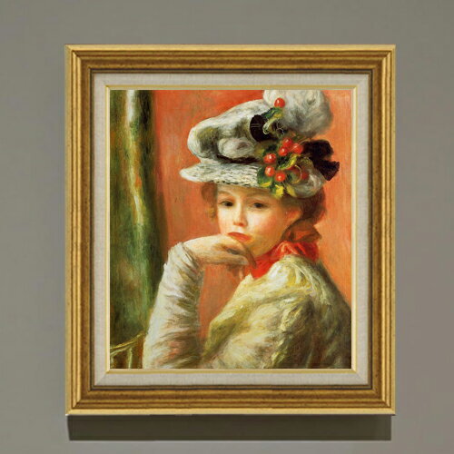 Rakuten - 【油絵 直筆仕上げ】ルノワール 白い帽子の少女 F10 【アップグレード額】 絵画 販売 10号 油彩 人物画 681×607mm 複製画 送料無料 プレゼント ギフト 開店祝い 開業祝い 退職祝い 新築祝い リビング 玄関 モダン アートフレーム 壁掛け