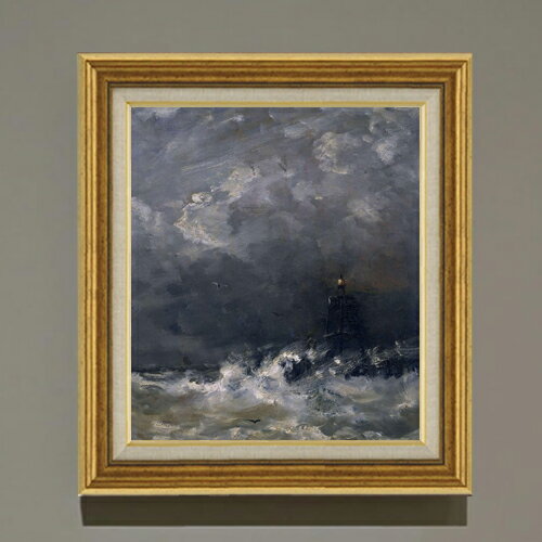 Rakuten - 【油絵 直筆仕上げ】メスダフ Lighthouse in Breaking Waves F10 【アップグレード額】 絵画 販売 10号 油彩 抽象画 681×607mm 複製画 送料無料 プレゼント ギフト 開店祝い 開業祝い 退職祝い 新築祝い リビング 玄関 モダン アートフレーム 壁掛け