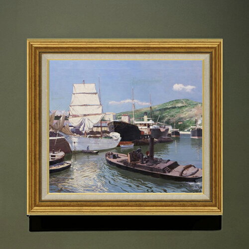 Rakuten - 【油絵 直筆仕上げ】アバデス Port of Bilbao F10 【アップグレード額】 絵画 販売 10号 油彩 風景画 681×607mm 複製画 送料無料 プレゼント ギフト 開店祝い 開業祝い 退職祝い 新築祝い リビング 玄関 モダン アートフレーム 壁掛け