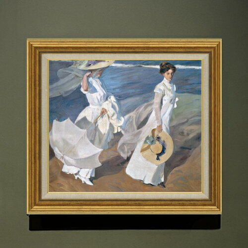 ソローリャ Strolling along the Seashore F10  絵画 販売 10号 油彩 風景画 681×607mm 複製画 送料無料 プレゼント ギフト 開店祝い 開業祝い 退職祝い 新築祝い リビング 玄関 モダン アートフレーム 壁掛け