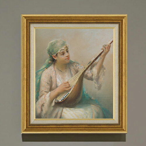 【油絵 直筆仕上げ】ファウストゾナロ Woman Playing a String Instrument F10 【アップグレード額】 絵画 販売 10号 油彩 人物画 681×607mm 複製画 送料無料 プレゼント ギフト 開店祝い 開業祝い 退職祝い 新築祝い リビング 玄関 モダン アートフレーム 壁掛け