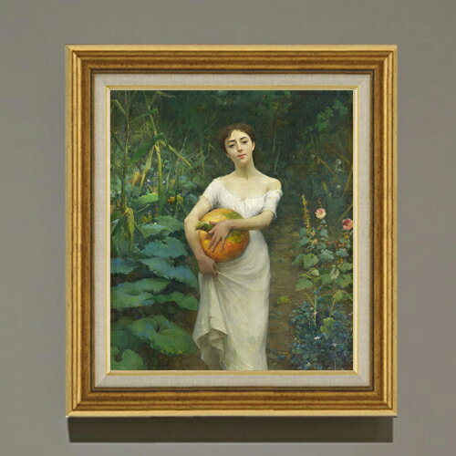 【油絵 直筆仕上げ】ファウストゾナロ Young Girl Carrying a Pumpkin F10 【アップグレード額】 絵画 販売 10号 油彩 人物画 681×607mm 複製画 送料無料 プレゼント ギフト 開店祝い 開業祝い 退職祝い 新築祝い リビング 玄関 モダン アートフレーム 壁掛け