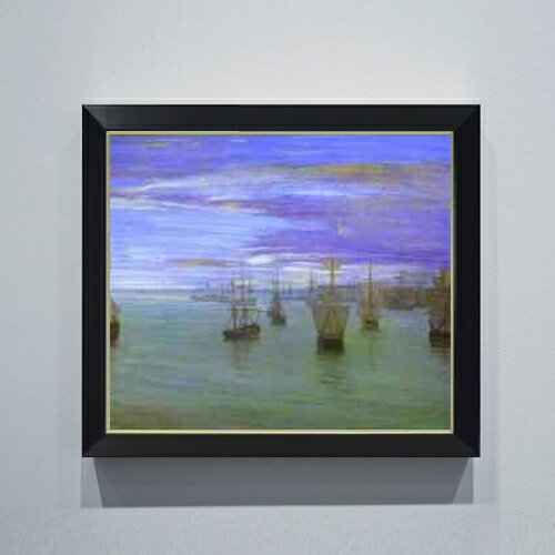 【油絵 直筆仕上げ】ホイッスラー 肌色と緑の薄暮 F10 【シンプルフレーム】 絵画 販売 10号 油彩 風景..