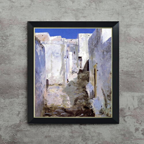 Rakuten - 【油絵 直筆仕上げ】サージェント アルジェーの通り F10 【シンプルフレーム】 絵画 販売 10号 油彩 風景画 560×485mm 複製画 送料無料 プレゼント ギフト 開店祝い 開業祝い 退職祝い 新築祝い リビング 玄関 モダン アートフレーム 壁掛け