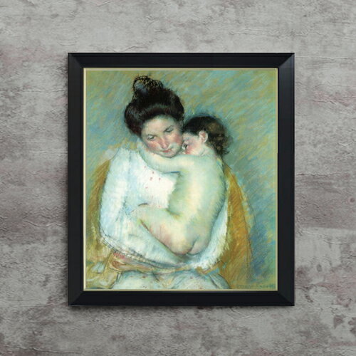 【油絵 直筆仕上げ】メアリーカサット 母と子 F10 【シンプルフレーム】 絵画 販売 10号 油彩 人物画 5..