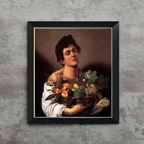 【油絵 直筆仕上げ】カラヴァッジョ 果物籠を持つ少年 F10 【シンプルフレーム】 絵画 販売 10号 油彩 ..
