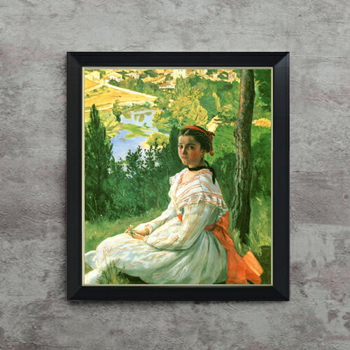 【油絵 直筆仕上げ】フレデリック・バジール 村の眺め F10 【シンプルフレーム】 絵画 販売 10号 油彩 人物画 560×485mm 複製画 送料無料 プレゼント ギフト 開店祝い 開業祝い 退職祝い 新築祝い リビング 玄関 モダン アートフレーム 壁掛け
