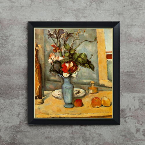 【油絵 直筆仕上げ】セザンヌ 青い花瓶 F10 【シンプルフレーム】 絵画 販売 10号 油彩 静物画 560×485mm 複製画 送料無料 プレゼント ギフト 開店祝い 開業祝い 退職祝い 新築祝い リビング 玄関 モダン アートフレーム 壁掛け