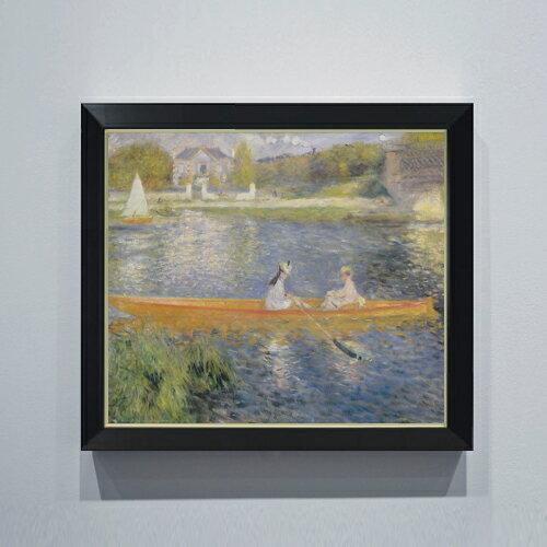 【油絵 直筆仕上げ】ルノワール 小舟 F10 【シンプルフレーム】 絵画 販売 10号 油彩 風景画 560×485mm..
