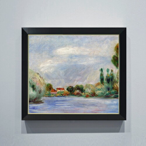 【油絵 直筆仕上げ】ルノワール House on the River F10 【シンプルフレーム】 絵画 販売 10号 油彩 風景画 560×485mm 複製画 送料無料 プレゼント ギフト 開店祝い 開業祝い 退職祝い 新築祝い リビング 玄関 モダン アートフレーム 壁掛け