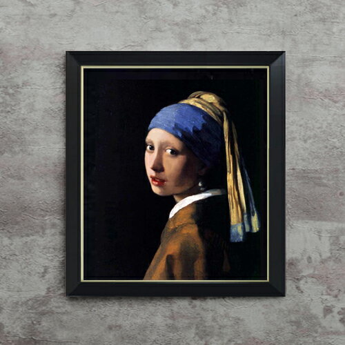 【油絵 直筆仕上げ】フェルメール 真珠の耳飾りの少女 F10 【シンプルフレーム】 絵画 販売 10号 油彩 ..