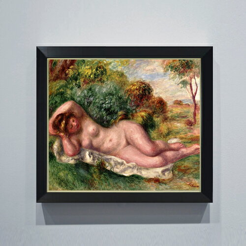 【油絵 直筆仕上げ】ルノワール もたれる裸婦 F10 【シンプルフレーム】 絵画 販売 10号 油彩 人物画 560×485mm 複製画 送料無料 プレゼント ギフト 開店祝い 開業祝い 退職祝い 新築祝い リビング 玄関 モダン アートフレーム 壁掛け