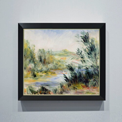 【油絵 直筆仕上げ】ルノワール 川岸にて、ボートを漕ぐ F10 【シンプルフレーム】 絵画 販売 10号 油彩 風景画 560×485mm 複製画 送料無料 プレゼント ギフト 開店祝い 開業祝い 退職祝い 新築祝い リビング 玄関 モダン アートフレーム 壁掛け