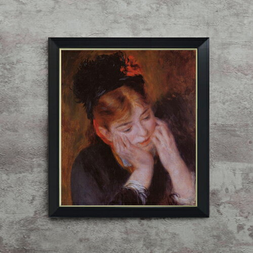 【油絵 直筆仕上げ】ルノワール 物思い F10 【シンプルフレーム】 絵画 販売 10号 油彩 人物画 560×485..