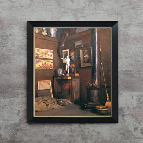 【油絵 直筆仕上げ】カイユボット アトリエのインテリア F10 【シンプルフレーム】 絵画 販売 10号 油彩 風景画 560×485mm 複製画 送料..