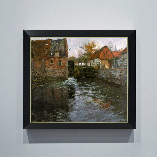 【油絵 直筆仕上げ】フリット・タヴロー ミル池 F10 【シンプルフレーム】 絵画 販売 10号 油彩 風景画..