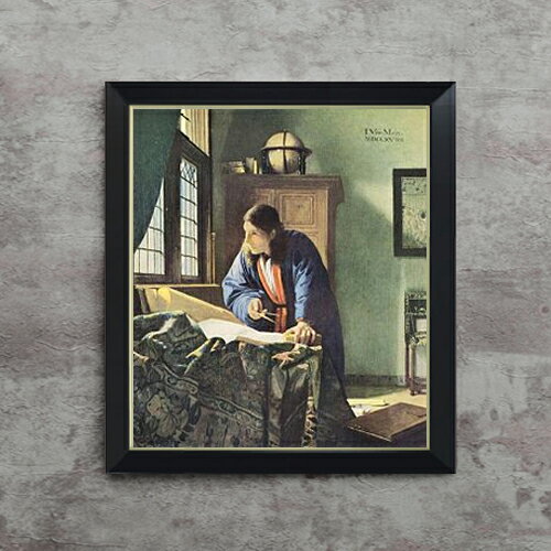 【油絵 直筆仕上げ】フェルメール 地理学者 F10 【シンプルフレーム】 絵画 販売 10号 油彩 人物画 560..