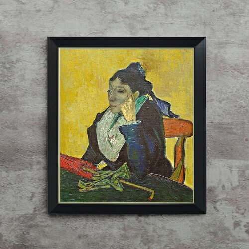 【油絵 直筆仕上げ】ゴッホ アルルの女 (ジヌー夫人) F10 【シンプルフレーム】 絵画 販売 10号 油彩 人物画 560×485mm 複製画 送料無料 プレゼント ギフト 開店祝い 開業祝い 退職祝い 新築祝い リビング 玄関 モダン アートフレーム 壁掛け