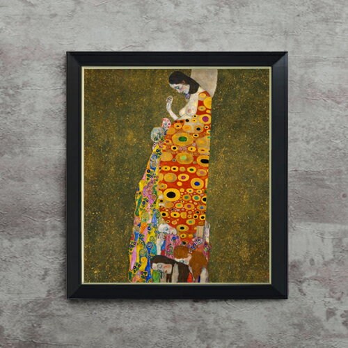 Rakuten - 【油絵 直筆仕上げ】クリムト Hope, 2 F10 【シンプルフレーム】 絵画 販売 10号 油彩 抽象画 560×485mm 複製画 送料無料 プレゼント ギフト 開店祝い 開業祝い 退職祝い 新築祝い リビング 玄関 モダン アートフレーム 壁掛け