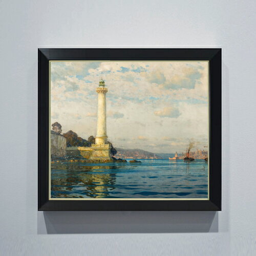 【油絵 直筆仕上げ】ディーマー The Ahrkap Lighthouse F10 【シンプルフレーム】 絵画 販売 10号 油彩 風景画 560×485mm 複製画 送料無料 プレゼント ギフト 開店祝い 開業祝い 退職祝い 新築祝い リビング 玄関 モダン アートフレーム 壁掛け