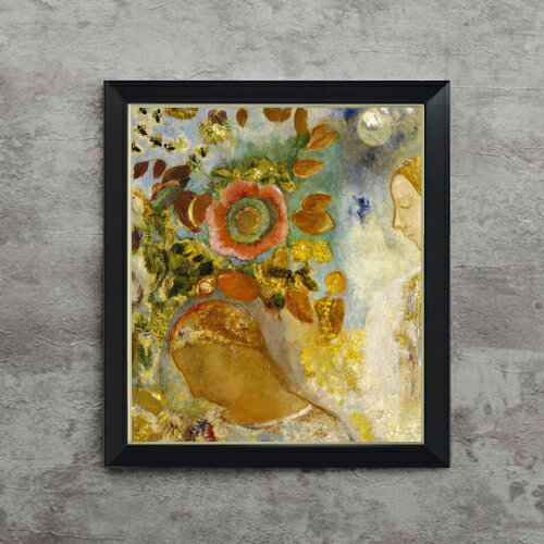 【油絵 直筆仕上げ】ルドン Two Young Girls among Flowers F10 【シンプルフレーム】 絵画 販売 10号 油彩 抽象画 560×485mm 複製画 送料無料 プレゼント ギフト 開店祝い 開業祝い 退職祝い 新築祝い リビング 玄関 モダン アートフレーム 壁掛け
