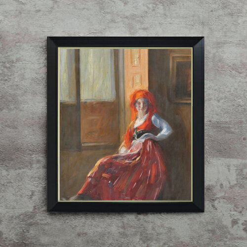 Rakuten - 【油絵 直筆仕上げ】カルネイロ Young Lady from Minho F10 【シンプルフレーム】 絵画 販売 10号 油彩 人物画 560×485mm 複製画 送料無料 プレゼント ギフト 開店祝い 開業祝い 退職祝い 新築祝い リビング 玄関 モダン アートフレーム 壁掛け