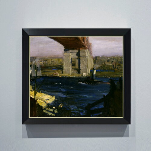 【油絵 直筆仕上げ】ジョージ・ベローズ Bridge, Blackwell’s Island F10 【シンプルフレーム】 絵画 販売 10号 油彩 風景画 560×485mm 複製画 送料無料 プレゼント ギフト 開店祝い 開業祝い 退職祝い 新築祝い リビング 玄関 モダン アートフレーム 壁掛け