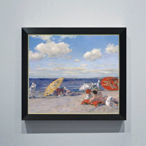 Rakuten - 【油絵 直筆仕上げ】チェイス At the Seaside F10 【シンプルフレーム】 絵画 販売 10号 油彩 風景画 560×485mm 複製画 送料無料 プレゼント ギフト 開店祝い 開業祝い 退職祝い 新築祝い リビング 玄関 モダン アートフレーム 壁掛け