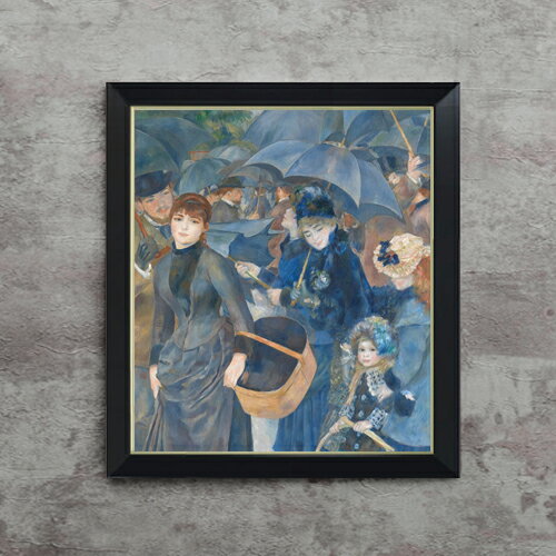 【油絵 直筆仕上げ】ルノワール 雨傘 F10 【シンプルフレーム】 絵画 販売 10号 油彩 風景画 560×485mm 複製画 送料無料 プレゼント ギフト 開店祝い 開業祝い 退職祝い 新築祝い リビング 玄関 モダン アートフレーム 壁掛け