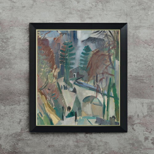 Rakuten - 【油絵 直筆仕上げ】ドローネー ラオンの風景 F10 【シンプルフレーム】 絵画 販売 10号 油彩 抽象画 560×485mm 複製画 送料無料 プレゼント ギフト 開店祝い 開業祝い 退職祝い 新築祝い リビング 玄関 モダン アートフレーム 壁掛け