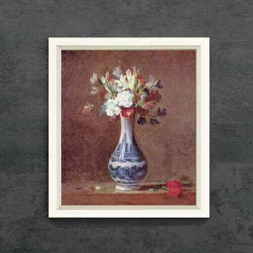 樂天商城 - 【油絵 直筆仕上げ】シャルダン 花瓶の花 F10 【シンプルフレーム】 絵画 販売 10号 油彩 静物画 560×485mm 複製画 送料無料 プレゼント ギフト 開店祝い 開業祝い 退職祝い 新築祝い リビング 玄関 モダン アートフレーム 壁掛け