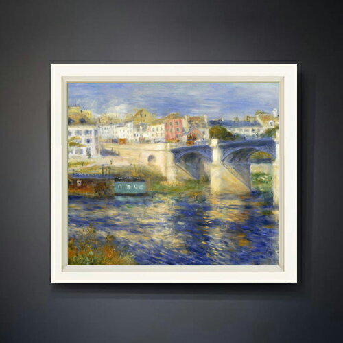 Rakuten - 【油絵 直筆仕上げ】ルノワール Le Pont de Chatou F10 【シンプルフレーム】 絵画 販売 10号 油彩 風景画 560×485mm 複製画 送料無料 プレゼント ギフト 開店祝い 開業祝い 退職祝い 新築祝い リビング 玄関 モダン アートフレーム 壁掛け