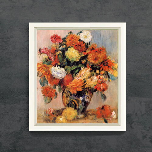 Rakuten - 【油絵 直筆仕上げ】ルノワール 花瓶の花 F10 【シンプルフレーム】 絵画 販売 10号 油彩 静物画 560×485mm 複製画 送料無料 プレゼント ギフト 開店祝い 開業祝い 退職祝い 新築祝い リビング 玄関 モダン アートフレーム 壁掛け