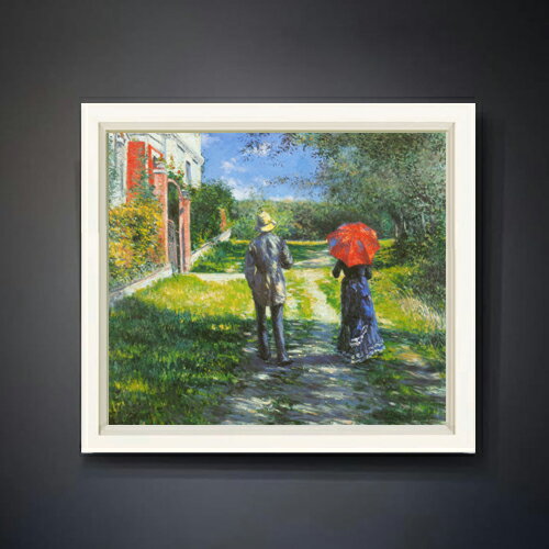 Oil Painting - 【油絵 直筆仕上げ】カイユボット ライジングロード F10 【シンプルフレーム】 絵画 販売 10号 油彩 風景画 560×485mm 複製画 送料無料 プレゼント ギフト 開店祝い 開業祝い 退職祝い 新築祝い リビング 玄関 モダン アートフレーム 壁掛け