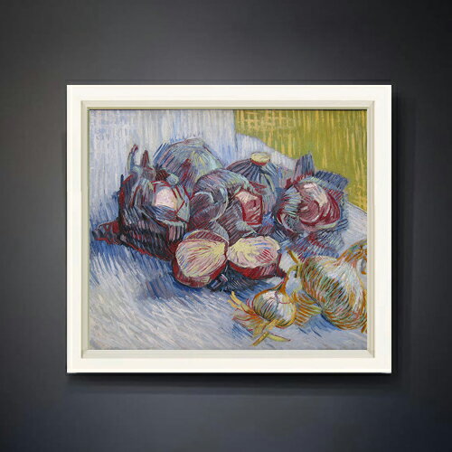 【油絵 直筆仕上げ】ゴッホ 赤キャベツと玉ねぎのある静物 F10 【シンプルフレーム】 絵画 販売 10号 ..