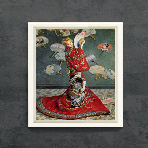 【油絵 直筆仕上げ】クロード・モネ ラ・ジャポネーズ F10 【シンプルフレーム】 絵画 販売 10号 油彩 人物画 560×485mm 複製画 送料無料 プレゼント ギフト 開店祝い 開業祝い 退職祝い 新築祝い リビング 玄関 モダン アートフレーム 壁掛け