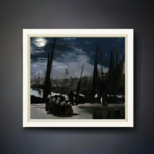 エドゥアール・マネ Clair de Lune sur le Port de Boulogne F10  絵画 販売 10号 油彩 風景画 560×485mm 複製画 送料無料 プレゼント ギフト 開店祝い 開業祝い 退職祝い 新築祝い リビング 玄関 モダン アートフレーム 壁掛け