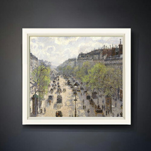 Rakuten - 【油絵 直筆仕上げ】カミーユ・ピサロ Boulevard Montmartre, Spring F10 【シンプルフレーム】 絵画 販売 10号 油彩 風景画 560×485mm 複製画 送料無料 プレゼント ギフト 開店祝い 開業祝い 退職祝い 新築祝い リビング 玄関 モダン アートフレーム 壁掛け