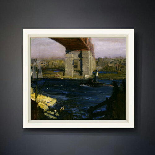 【油絵 直筆仕上げ】ジョージ・ベローズ Bridge, Blackwell’s Island F10 【シンプルフレーム】 絵画 販売 10号 油彩 風景画 560×485mm 複製画 送料無料 プレゼント ギフト 開店祝い 開業祝い 退職祝い 新築祝い リビング 玄関 モダン アートフレーム 壁掛け