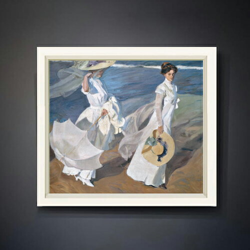 ソローリャ Strolling along the Seashore F10  絵画 販売 10号 油彩 風景画 560×485mm 複製画 送料無料 プレゼント ギフト 開店祝い 開業祝い 退職祝い 新築祝い リビング 玄関 モダン アートフレーム 壁掛け