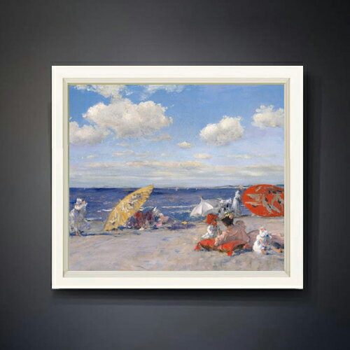 Rakuten - 【油絵 直筆仕上げ】チェイス At the Seaside F10 【シンプルフレーム】 絵画 販売 10号 油彩 風景画 560×485mm 複製画 送料無料 プレゼント ギフト 開店祝い 開業祝い 退職祝い 新築祝い リビング 玄関 モダン アートフレーム 壁掛け